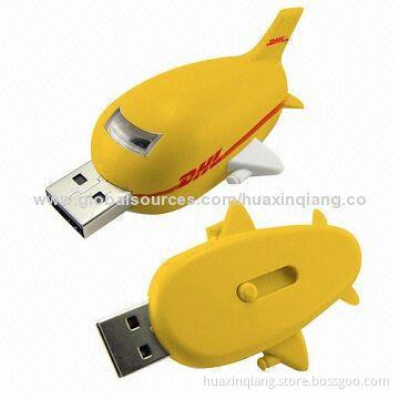 Plane USB Memory Sticks, ABS Material, 128MB-64GB Capacity, 18g, User-define Color, 5-year Warranty